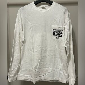 PINK White Long Sleeve Shirt size medium